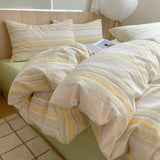 Qfdian  Nordic Ins Bedding Set Pure Cotton Duvet Cover Set Bed Sheets Set Skin-Friendly Single Twin Full Queen Size Flat&Fitted Sheet