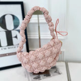 Qfdian Y2k Aesthetic Pleated Office Lady Crossbody Bags All Match Ins Bubble Quilted Cloud Bag Fashion Women Casual Shoulder Handbags