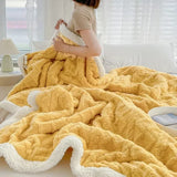 Qfdian  Winter Thick Lamb Fleece Blankets Thick Wide Flannel Bedroom Sofa Soft Breathable Warm Cover Sofa Blanket Small Blankets for Bed