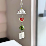 Qfdian INS Korea Watermelon Fruit Charm Phone Pendant Crystal Wristband Keychain Bracelet Lanyard Cord