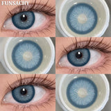 Qfdian  2PCS Natural Brown Gray Lenses for Eyes Blue Lenses Beautiful Pupil Korean Fashion Color Round Lens Yearly Cosmetics