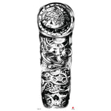 Qfdian Full Arm Tattoo Waterproof Temporary StickerCool Skull Fish Dragon Lion Clock Men Women Art Fake Sticker Glitter Style