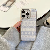 Qfdian Winter plating phone case for iphone 14promax 15pro 16 14 13 15 pro max 16pro 13promax snowman print protector cover shell