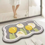 Qfdian 1pc 40*60cm Cute Flower Bathroom Rug, Machine Washable Bathroom Floor Mat, Extra Soft Absorbent Non-Slip Bath Rug