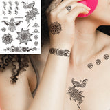 Qfdian  Waterproof Temporary Tattoo Stickers  Mandala Lace Hand Finger Wedding White Fake Tatto Flash Tatoo Body Art for Women Bride