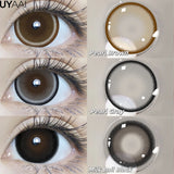 Qfdian  2PCS Color Contact Lenses (Pearl Series) Brown Natural Lenses Gray High Quality Eye Contacts 14.5mm Big Pupil Beauty Lense