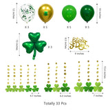 Qfdian  St Patricks Day Green Shamrock Clover Balloon Saint Patricks Party Decorations Garlands Banner Streamer Backdrop Hanging Decor
