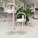 Qfdian  Cute Plastic Straw Water Bottle With Lid Large Capacity Leak Proof Coffee Juice Cups Boba Pearl Milk Tea Drinks Water Cup