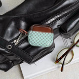 Qfdian  Mint Green Brown Diamond Grid Suitable For Airpods 4 Protective Case Airpods Spro3 Generation Headphone Cover Protective Case