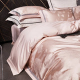 Qfdian 4Pcs High Precision Damask Jacquard Egyptian Cotton Soft Silky Bedding Set Duvet Cover Set Bed Sheet/Fitted Sheet Pillowcases