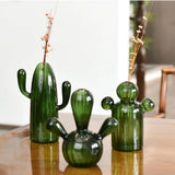 Qfdian  Colorful Creative Cactus Glass Vase Hydroponic Vase Desktop Ornament Modern Transparent Vase Minimalist Living Room Decor