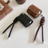 Qfdian Luxury Gloss Black Coffee Colour Leather Headphone Bag For AirPods 4nd Generation Earphone Accessories For AirPods Pro 2 3 Case