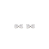 Qfdian  Bow Stud Earrings Lace Ballet Style Sweet Delicate Silver Tone Cubic Zirconia Lightweight Premium Daily Wear Jewelry for Women