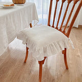 Qfdian White Chair Cover Household Lace Ruffled Seat Slipcovers Living Room Kitchen Office Removable Washable Protector Cushions Covers