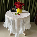 Qfdian Retro Lace Tablecloth French Style Coffee Table Cloth Bedside TableCover Wedding Party Dining Home Decor Picnic Background Cloth