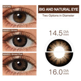Qfdian DIA 16.0 mm Big Eyes Color Contact Lenses Supersize Black Color Contact Lens for Eyes Beauty Cosmetic Brown Color yearly Lens