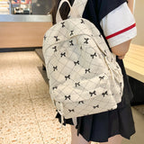 Qfdian Corduroy Small Backpack for Girls, Fashionable and Versatile, Cute Bow Tie Small Backpack, Simple Backpack