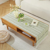 Qfdian  ‌New Nordic Solid Stripe Tablecloth Modern Minimalist Tassel Trim Dustproof Durable Decoration Mats Home Desk Dining Table Cloth