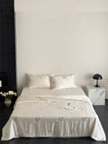 Qfdian 60S Lyocell Bamboo Fiber Flower Embroidery Summer Quilt Bedding Set Soft Silky Thin Comforter Blanket With Bed Sheet Pillowcases
