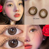 Qfdian Color Contact Lenses Dark Black Myopia Lenses with Diopters Enlarge Bright Power Cosmetic Contact Lenses Monthly