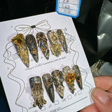 Qfdian 10Pcs High Quality Handmade Press on Nails Earth Demon Spider Dark Super Flash Exaggerated Spider Spicy Girl Personality Gothic