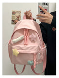 Qfdian Women Students Simple All Match Kawaii Backpack Sweet Cute Star Bone Schoolbags Casual Y2k Aesthetic Fashion Preppy Backpacks