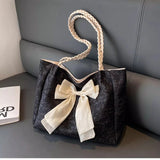 Qfdian  Luxury Design Fashion Chic Bow Shoulder Underarm Bag Y2k Aesthetic Office Lady Women's Handbags Elegant Ins All Match Tote Bags