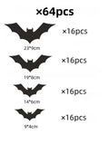Qfdian  Halloween Bats Decorations,3D Pvc Bat on The Wall,Black Bats Wall Stickers,Halloween Scary Props Party Supplies DIY Decoration