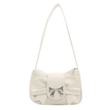 Qfdian Underarm Small Square Bag Butterfly Knot PU Single Shoulder Handbag Women's Crossbody Tote