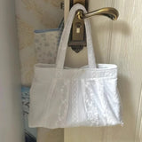 Qfdian  Japanese Lace Embroidery Top-Handle Bags Tender Fairy Elegant Shoulder Underarm Bag Y2k Aesthetic Ins Women Purses and Handbags