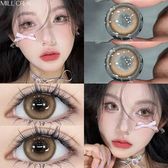 Qfdian 2PCS Yearly Use Colored Contact Lenses for Eye Natural Pupils Grey Contact Lenses Beauty Cosmetics High Quality Lens