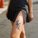 Qfdian  New Traditional Swallow Flame Feather Herbal Juice Tattoo Sticker, Waterproof Long-Lasting Temporary Tattoo for Arm Waist Thigh