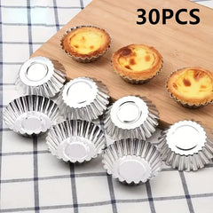 Qfdian Reusable  Aluminum Egg Tart Molds Cookie Pudding Jellies Mould Mooncake Mold Pastry Tools Baking Accessories Kitchen Tools