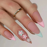 Qfdian  24PCS Fake Nails French Women Press Nails, Small Fresh Short Nails Removable Artistic Wearing Nails.
