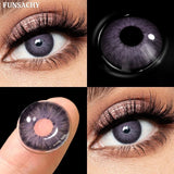 Qfdian  1 Pair Gray Color Contact Lenses for Eyes Natural Brown Blue Lenses Green Eye Contacts Beauty Cosmetic Pupils Yearly