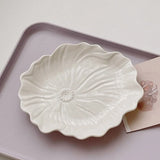 Qfdian  Vintage Embossed Flower Pattern Ceramic Bowl Dish, Dinner Plate Set, Household Breakfast Bowl, Dim Sum Plate, Kitchen Cutlery Se