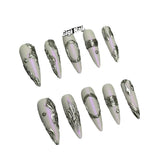 Qfdian 10Pcs y2k Handmade Press On Nails Coffin Fake Nails Full Cover Gradient Metal Contrast Artificial Manicure Wearable Nail Tips ﻿