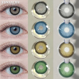 Qfdian  1 Pair Color Contact Lenses Beauty Eyes Pupils Fashion Makeup Beauty Cosmetics Soft Green Natural Brown Lens Yearly Use