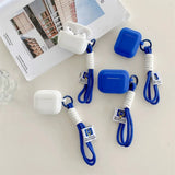 Qfdian Klein Blue Snow White Solid Color block Silicone Earphone Case For AirPods pro 2 Bluetooth Charging Box Cover For AirPods 2 3 4