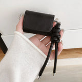 Qfdian Luxury Gloss Black Coffee Colour Leather Headphone Bag For AirPods 4nd Generation Earphone Accessories For AirPods Pro 2 3 Case