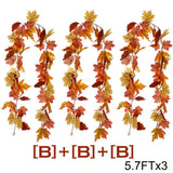 Qfdian  2/3pcs Artificial Maple Leaf Fall Garland Autumn Leaves Hanging Vines Thanksgiving Halloween Wedding Home Decorations 5.7Ft Each