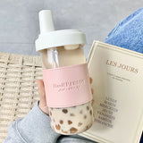 Qfdian  500/850ML Cute Pearl Milk Tea Straw Plastic Water Bottle With Cup Cover Women Large Capacity Juice Boba Milk Tea Cup Drop-proof