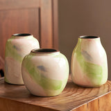 Qfdian  Hand Drawn Oil Painting Ceramic Vase Glazed Hydroponic Vase with Cracks American Country Style Home Interior Decoration Gift