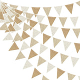 Qfdian  Rustic Boho Birthday Burlap Banner Triangle Pennant Flag Linen Bunting for Birthday Wedding Baby Shower Camping Decorations