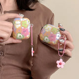 Qfdian  Colorful Flower Smiley Painting Cover for AirPods Pro 2nd Wireless Earphone Charging Box Protective Case for Airpods 1 2 3 4