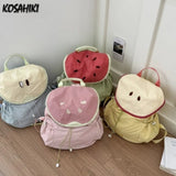 Japanese Letter Embroidery Schoolbags Y2k Aesthetic Student Casual Travel Backpacks Contrast Color Sweet Kawaii Bags for Women