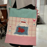 Qfdian  Patchwork Contrast Color Plaid Underarm Bag Casual All Match Canvas Bags Harajuku Grunge Shoulder Handbags Y2k Aesthetic Women