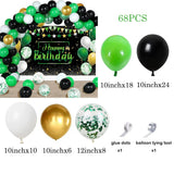 Qfdian  Jungle Animal Party Ballons Garland Arch Kit Green Gold Confetti Balloon Baby Shower Party Birthday Wild One Leaves Decor Globos