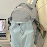 Qfdian  Outdoor Sports Contrast Color Drawstring Schoolbags Men Y2k Casual Travel Backpack High-capacity Backpacks for Women Students