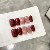 Qfdian  10pcs Colorful Star Wave Points Cat's Eye Press on Nails Cute Cat Manicure Wearable Nail for Women and Girls False Nail